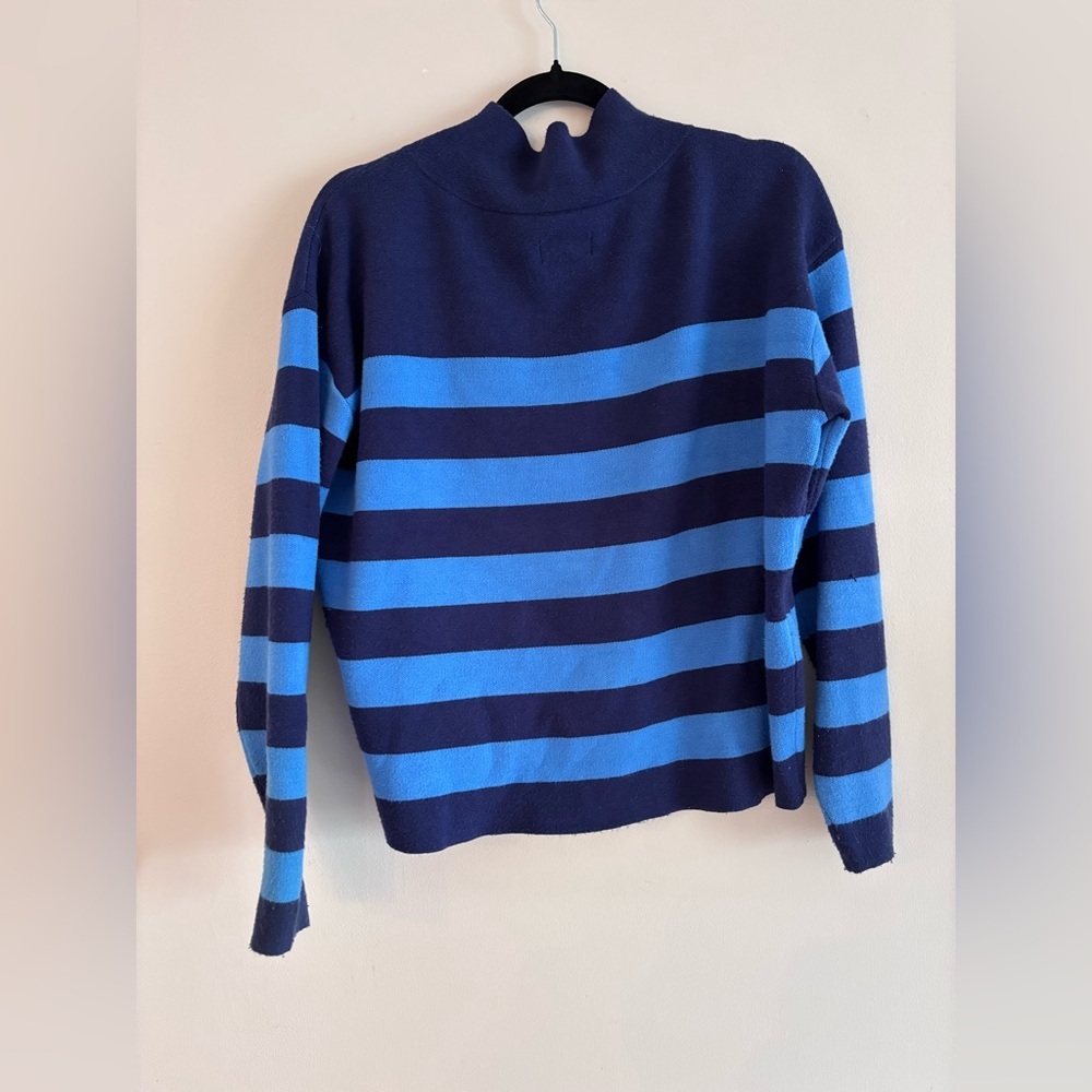 Maeve Anthropologie Navy and Bright Blue Striped Turtleneck Sweater, size XS - Picture 2 of 6